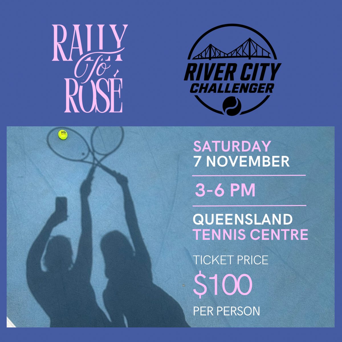 Rally to Rosé X River City Challenger Event Ticket - Saturday, 7 November 2026